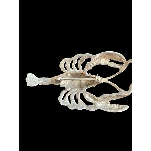 Vtg Sterling Silver MCM Lobster Crustacean Statement Brooch 15.17g 925 - Picture 4 of 8